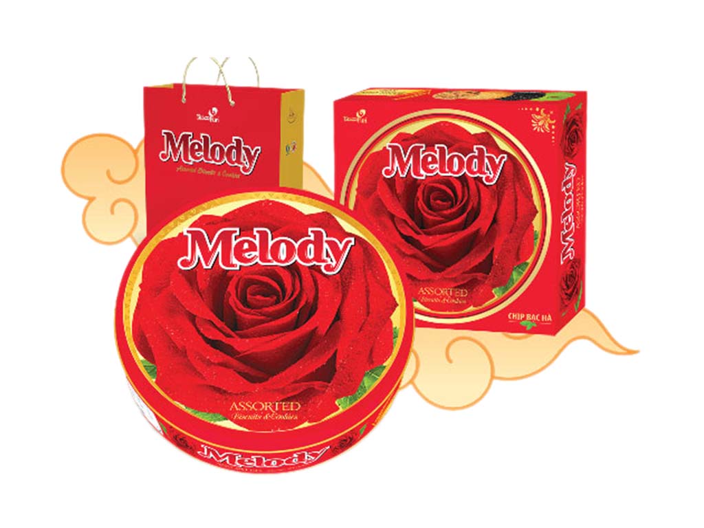 Ảnh Bánh Hộp Thiếc Melody 350gr Đỏ Hoa Hồng (10Hộp/Thùng)
