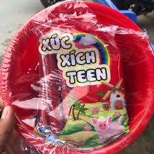 Ảnh Xúc Xích Teen Heo 100gr KM Thau (12Túi/Thùng)