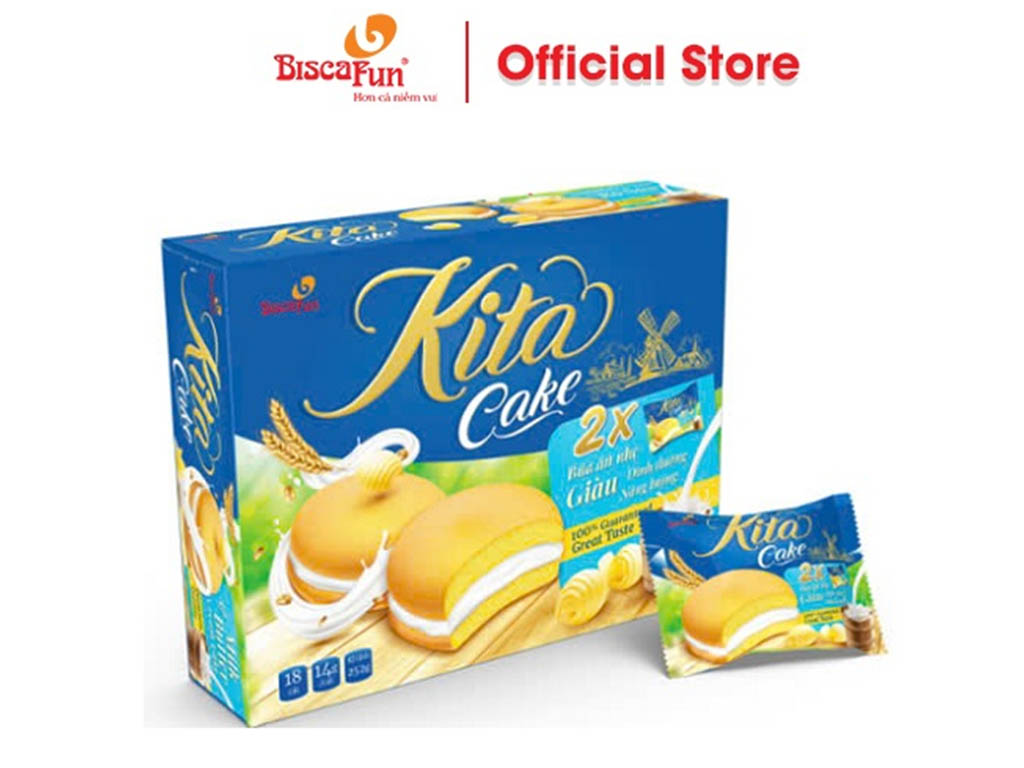 Ảnh Bánh Bông Lan Kita Cake Bơ Sữa_Loại Túi 168gr (12Túi/Thùng)