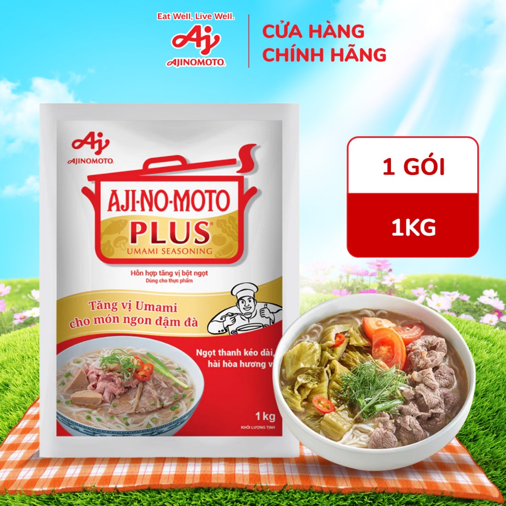Ảnh Hỗn Hợp tăng vị Bột ngọt Ajinomoto Plus 1kg P (12 gói/Thùng)